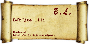 Böjte Lili névjegykártya